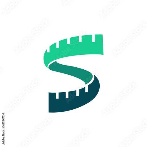 Elegant Letter S Measuring Tape Vector Logo