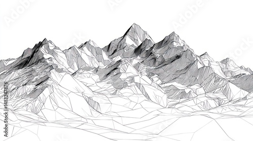 Abstract mountain range, wireframe style
