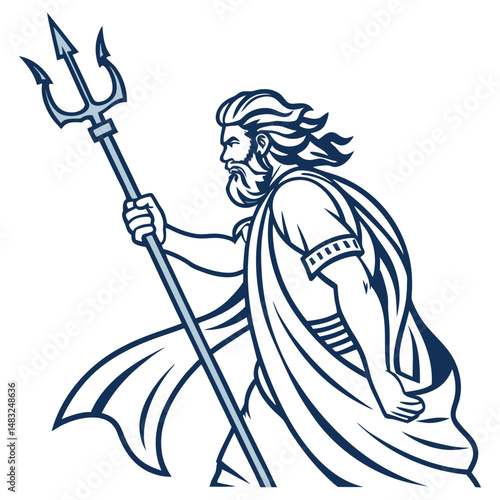 Poseidon Clipart Vector Art on white background