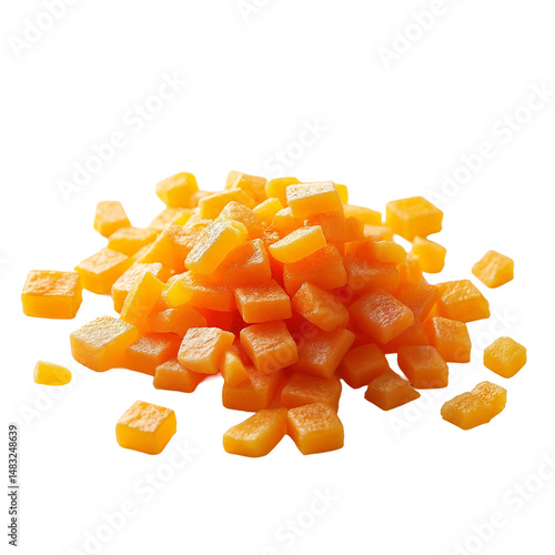 Wallpaper Mural A pile of small cubes of orange colored sugar on a white surface Torontodigital.ca