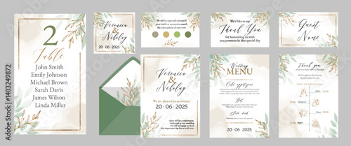 Vector design set of invitation cards and other printing. Illustration design for invitation, cover, poster, dress code and menu.