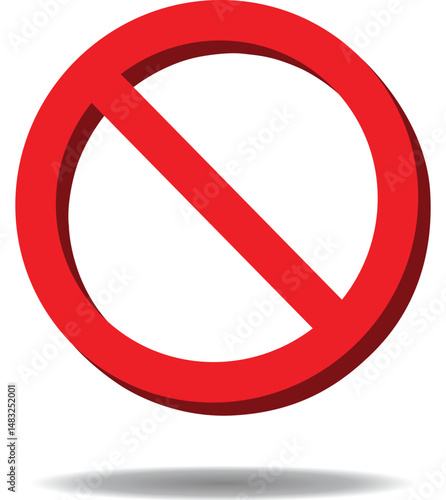 Collection of red prohibition sign vector icons for signs in 3D style, Symbols prohibited or not allowed for public use. Vector illustration
