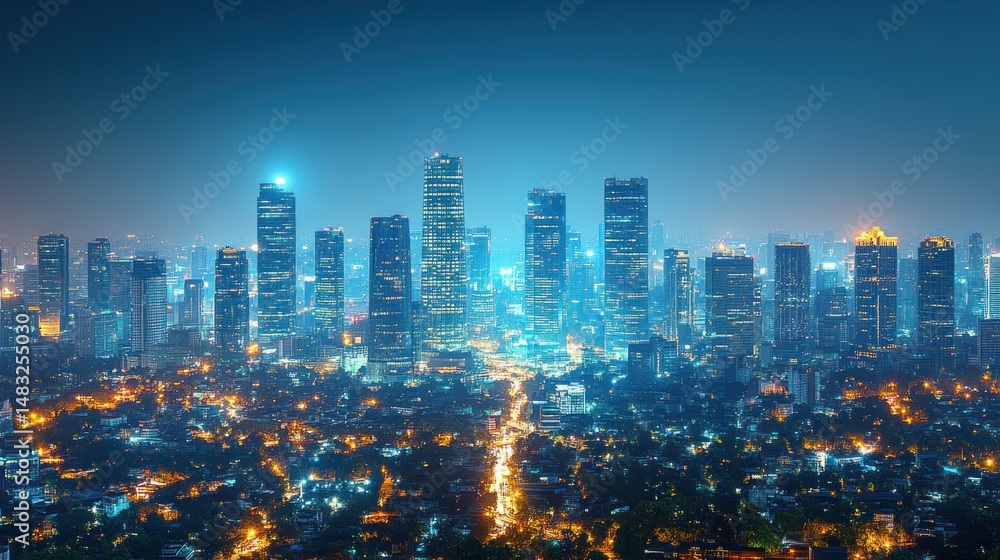 Naklejka premium Metropolis at night