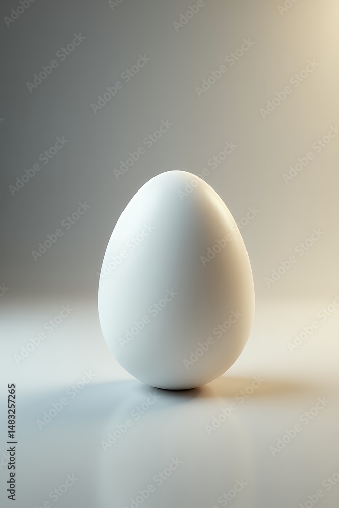 Single White Egg on a Neutral Background Minimalist Studio Shot Perfect for Easter Purity Concept Single White Egg on a Neutral Background Minimalist Studio Shot Perfect for Easter Purity Concept