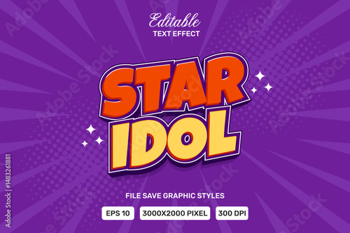 Editable star idol text effects 3d template style premium vector.