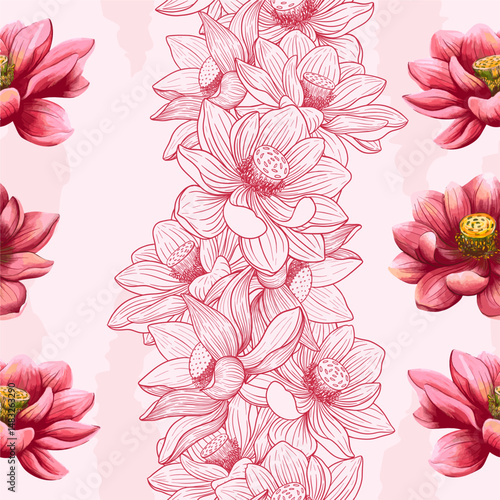 Minimalist Seamless Floral PatternDescription:
A sophisticated and modern seamless vector pattern in a minimalist style, featuring delicate floral motifs with clean lines and a soft color palette. Per