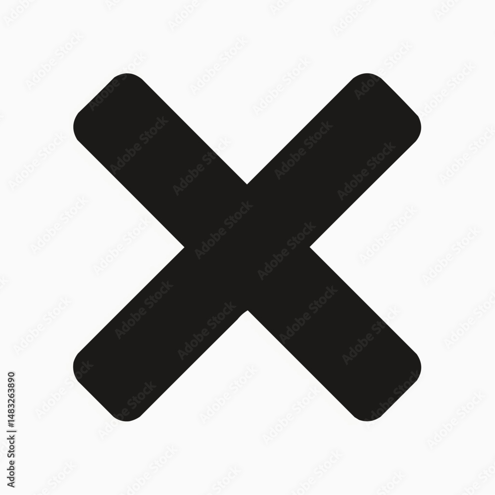 Fototapeta premium Black 'X' mark on a pale backdrop, conveying a sense of error or rejection