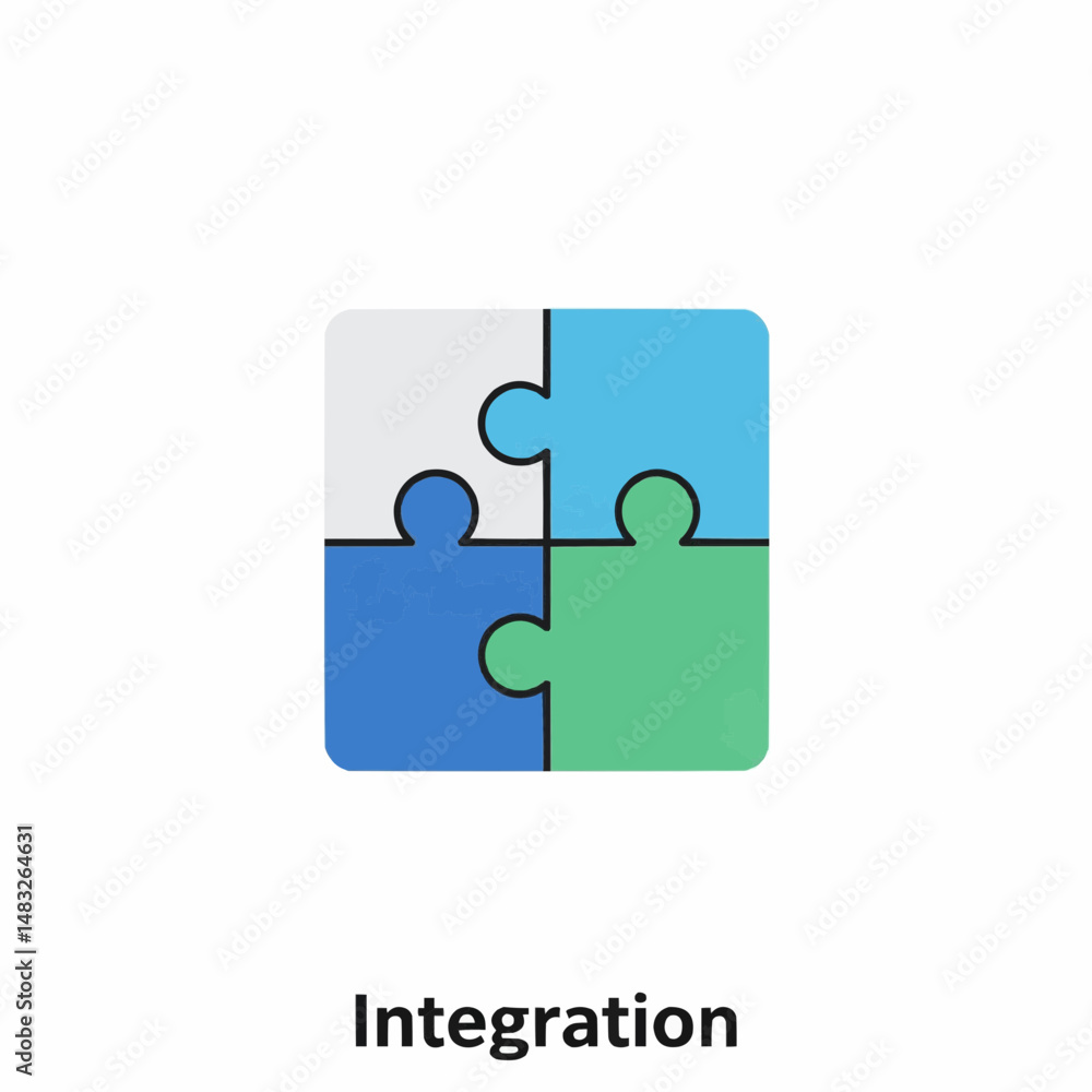 A completed puzzle, representing the concept of integration, with four colored pieces forming a whole. The puzzle is a metaphor for unity, completeness, and problem-solving A completed puzzle, representing the concept of integration, with four colored pieces forming a whole. The puzzle is a metaphor for unity, completeness, and problem-solving