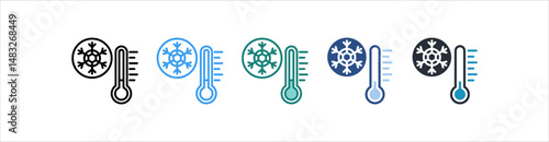 Temperature Icon In Different Style Vector