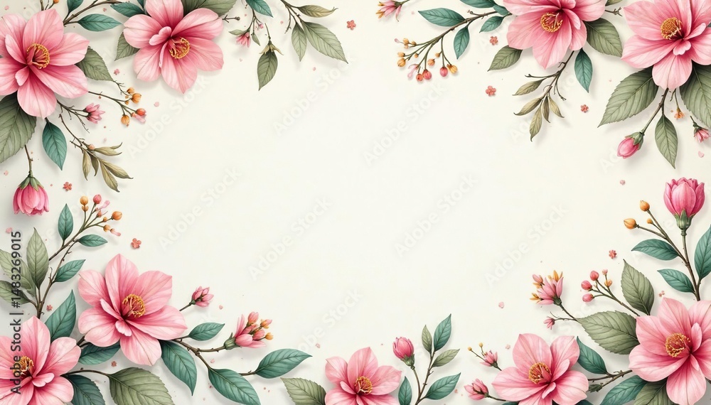 Fototapeta premium Delicate paisley floral pattern, soft pastel hues, subtle, botanical