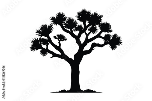 joshua tree line art silhouette vector illustration isolated on a white background