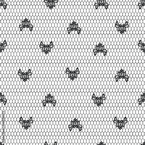 Black lace seamless pattern is perfect for stunningly elegant designs and beautiful backgrounds. Floral sheer fabric. Abstract flowers