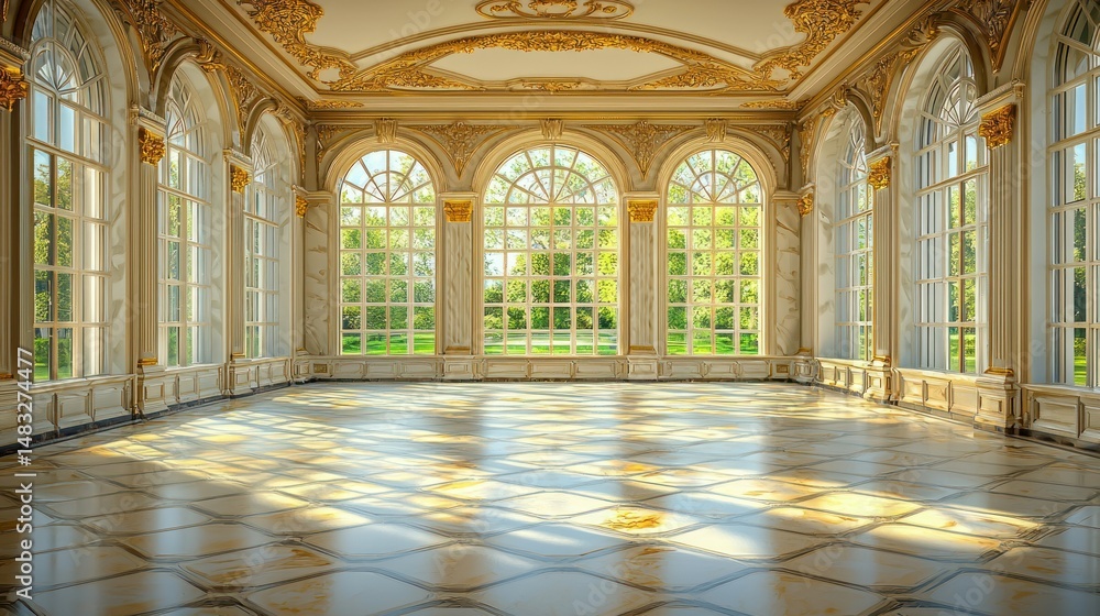 Fototapeta premium Luxurious, sun-drenched palace hall