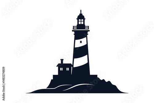 lighthouse black silhouette vector silhouette on white background