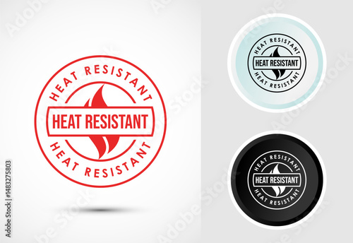 Heat resistant icon design illustration, Heat resistant label sign symbol in color, black and white