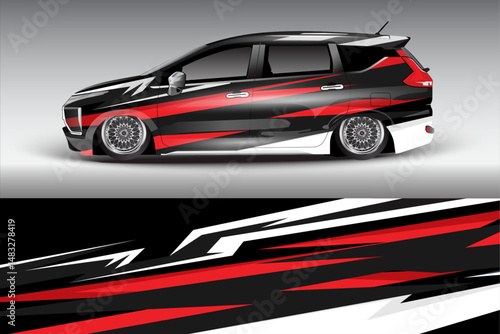 Stylish modified car with dynamic graphics and sleek design