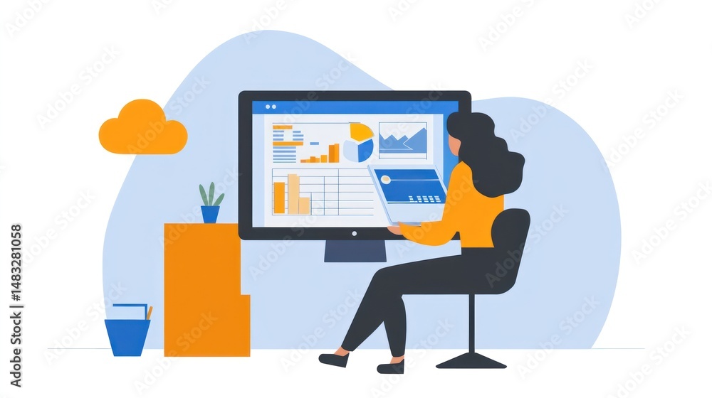 Data Analysis: Woman Working on Business Analytics Data Analysis: Woman Working on Business Analytics