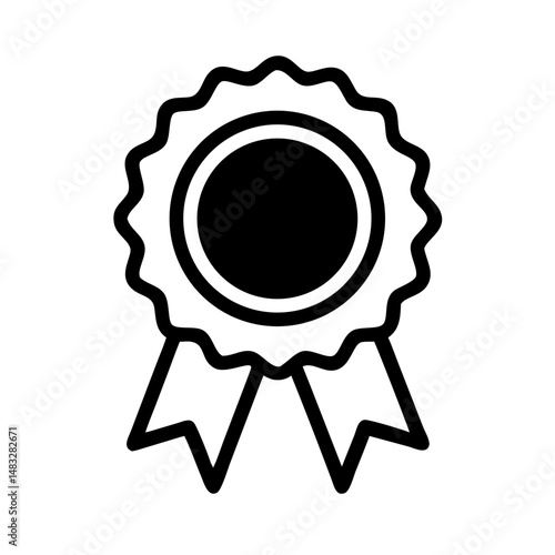 Award Seal with Ribbon Icon Representing Recognition, Honor, and Certification