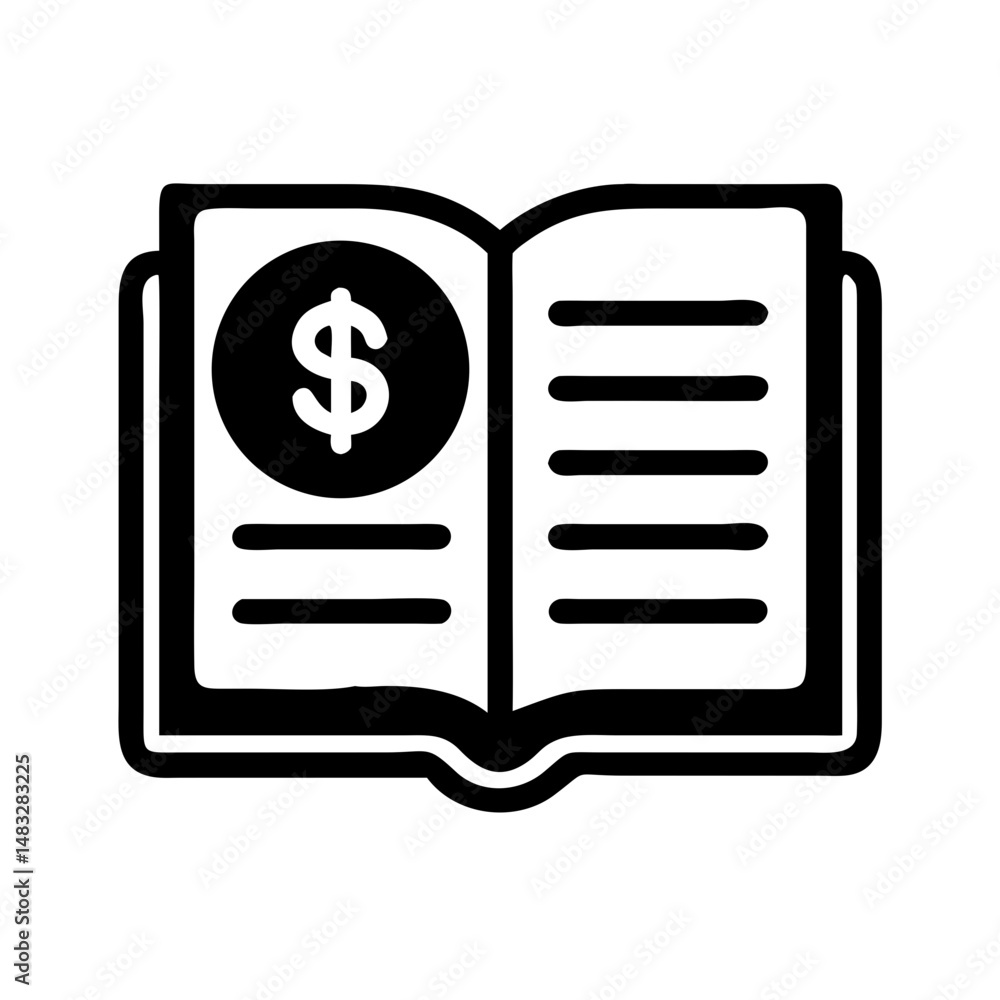 Book with Dollar Symbol Icon Representing Financial Education and Investment Knowledge Book with Dollar Symbol Icon Representing Financial Education and Investment Knowledge