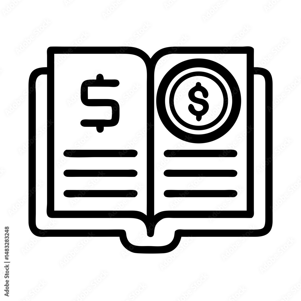 Book with Dollar Symbol Icon Representing Financial Education and Investment Knowledge Book with Dollar Symbol Icon Representing Financial Education and Investment Knowledge