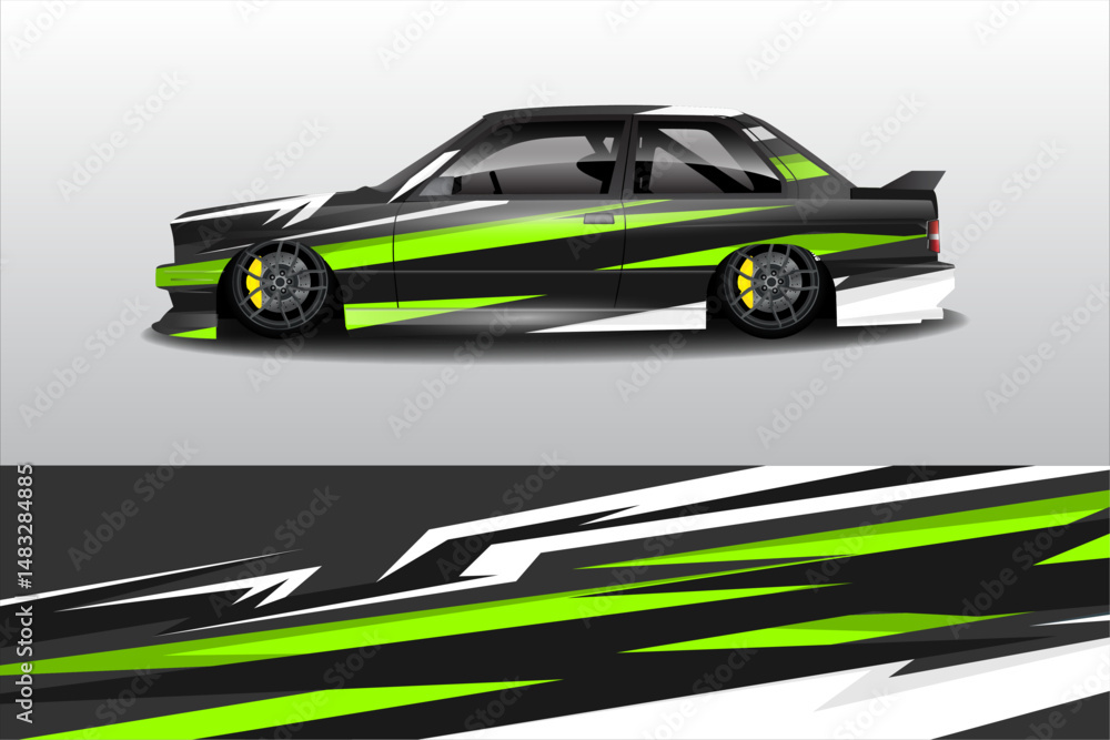 Obraz premium Sleek modified car design with dynamic graphics (2)
