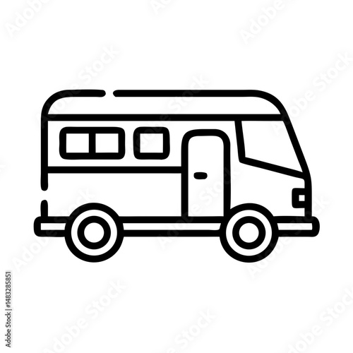 Camper Van Icon Representing Travel, Adventure, and Mobile Living