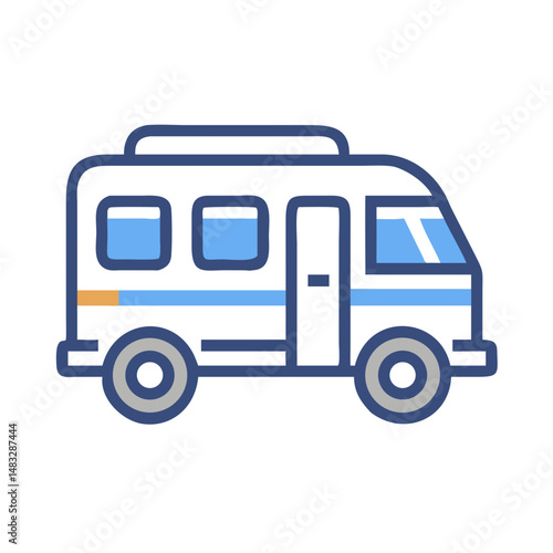 Camper Van Icon Representing Travel, Adventure, and Mobile Living