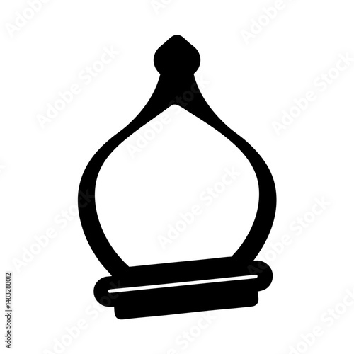 A minimalist, symbolic illustration of a chess bishop in silhouette on white