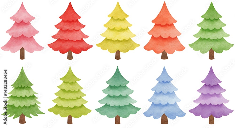 Fototapeta premium Rainbow Forest: A Festive Collection AI Generated