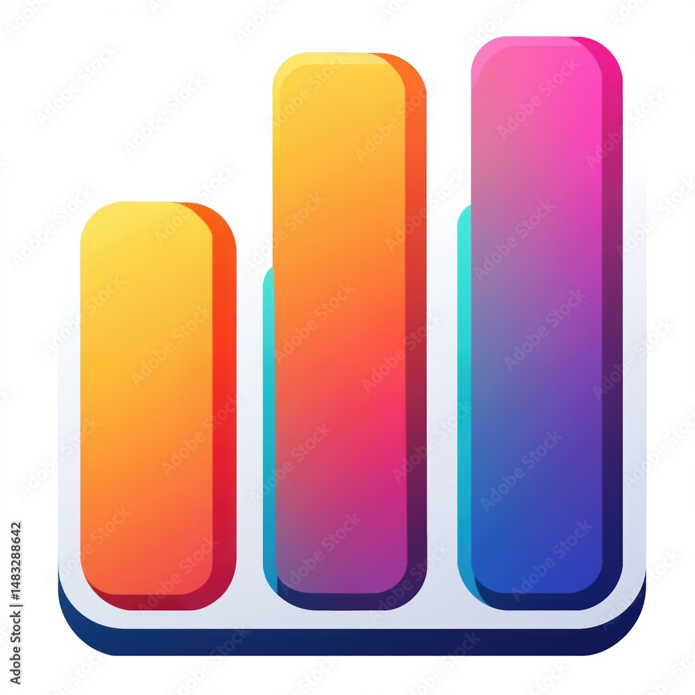 Vibrant gradient bar chart icon for modern infographics and data analysis applications Vibrant gradient bar chart icon for modern infographics and data analysis applications