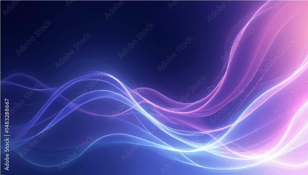 Vector illustration of smooth flowing wave lines with glowing neon colors in shades of pink, purple, and blue on a dark background, abstract fluid shapes, soft curves, futuristic digital background. Vector illustration of smooth flowing wave lines with glowing neon colors in shades of pink, purple, and blue on a dark background, abstract fluid shapes, soft curves, futuristic digital background.