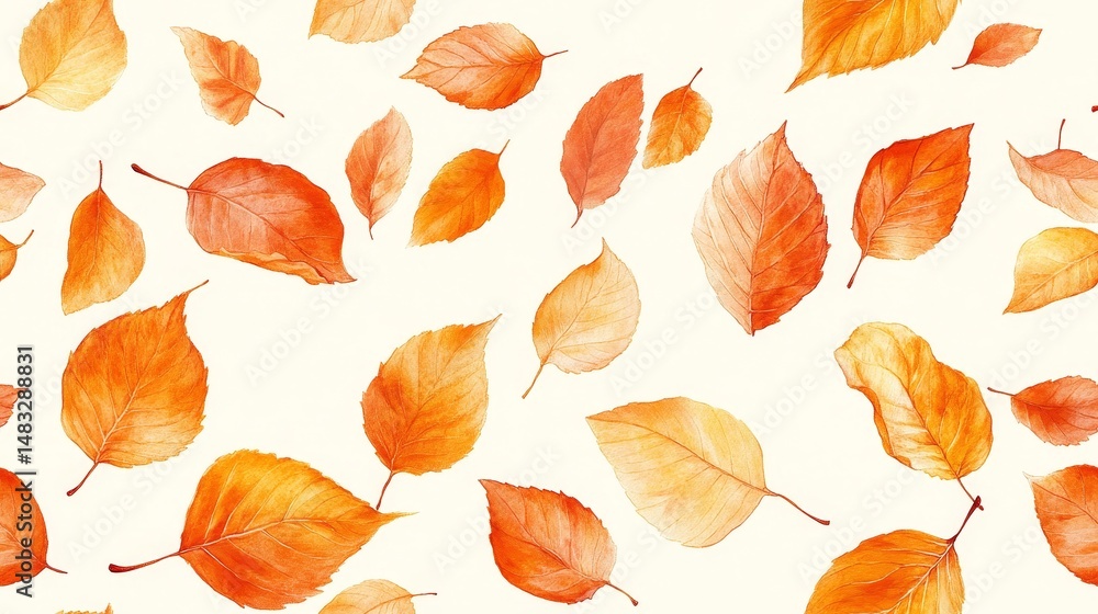 Fototapeta premium Autumn leaves pattern design on a white background.