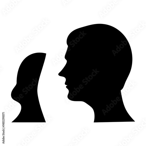 Silhouette of a head with a missing piece represents lost memory