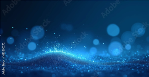 Abstract blue winter background with stars and snowflakes