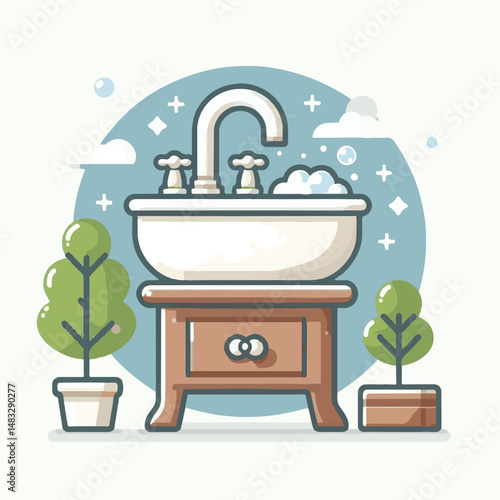 faucet, washstand, bathroom, water, sink, washbasin, tap, home, bath, hygiene, basin, domestic, wash, toilet, interior, room, plumbing, white, house, illustration, ceramic, vector, washbowl, modern, d