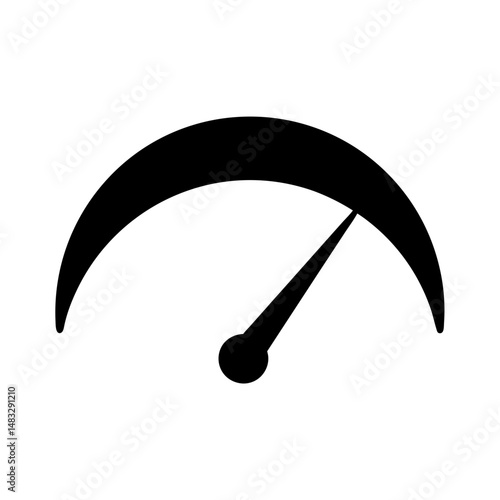 Simple speedometer illustration in black and white indicating a medium speed