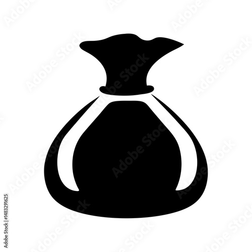Simple Graphic Depiction of a Black Bag or Sack with a Tie