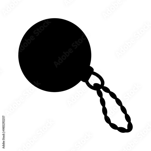 Black silhouette of a wrecking ball or ball and chain design