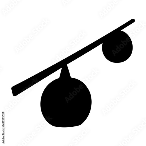 Stylized image of a balance scale with unequal weights in black color