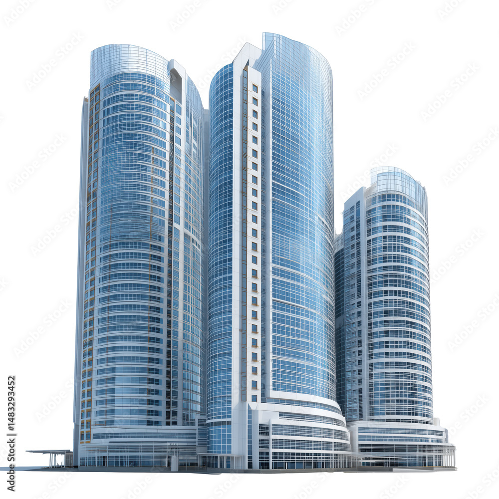 Obraz premium Modern Skyscrapers in a Cityscape , isolated on white background png