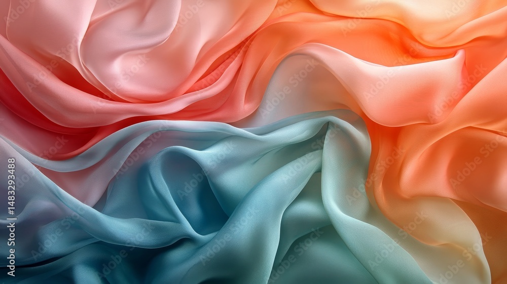 Fototapeta premium Soft, flowing fabric with a gradient of pastel colors.