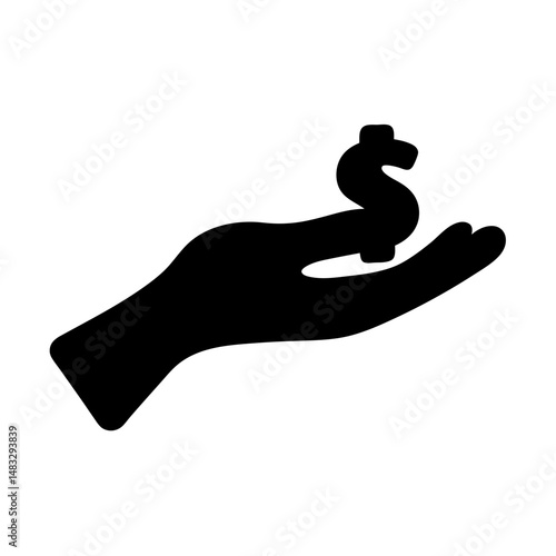 Hand holding a dollar sign represents giving receiving investment or donation