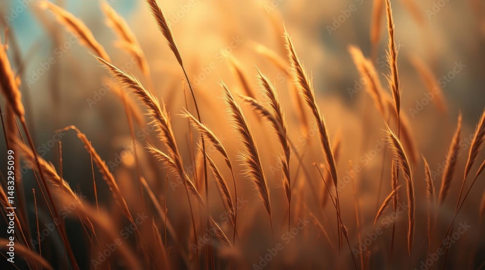 Golden Hour Meadow Grass Sunset Landscape Golden Hour Meadow Grass Sunset Landscape