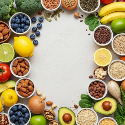Colorful Frame of Healthy Foods and Ingredients