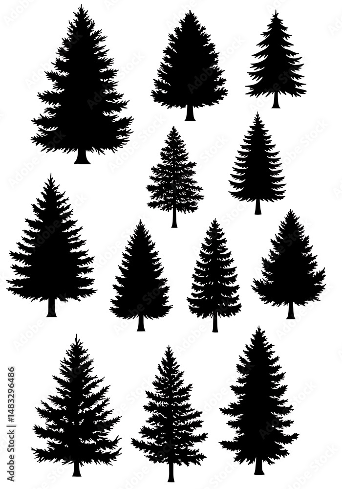 Obraz premium Midnight Evergreen Silhouettes AI Generated