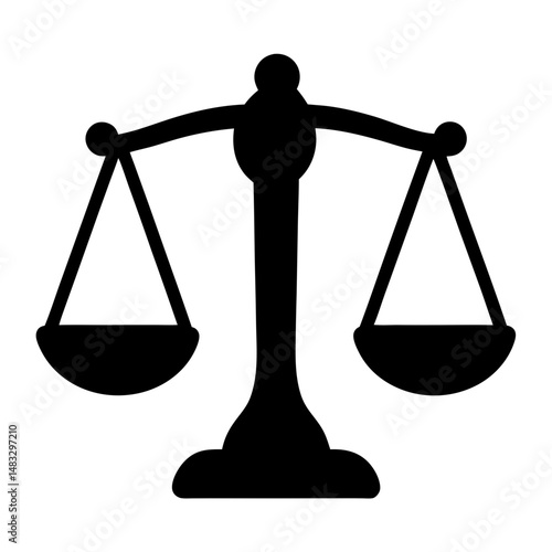 A black silhouette of the Scales of Justice, symbolizing legal balance