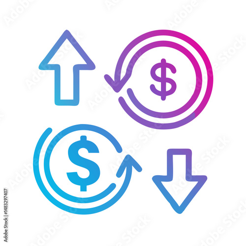 Currency Exchange with Arrows Icon Representing International Money Conversion and Forex Trading