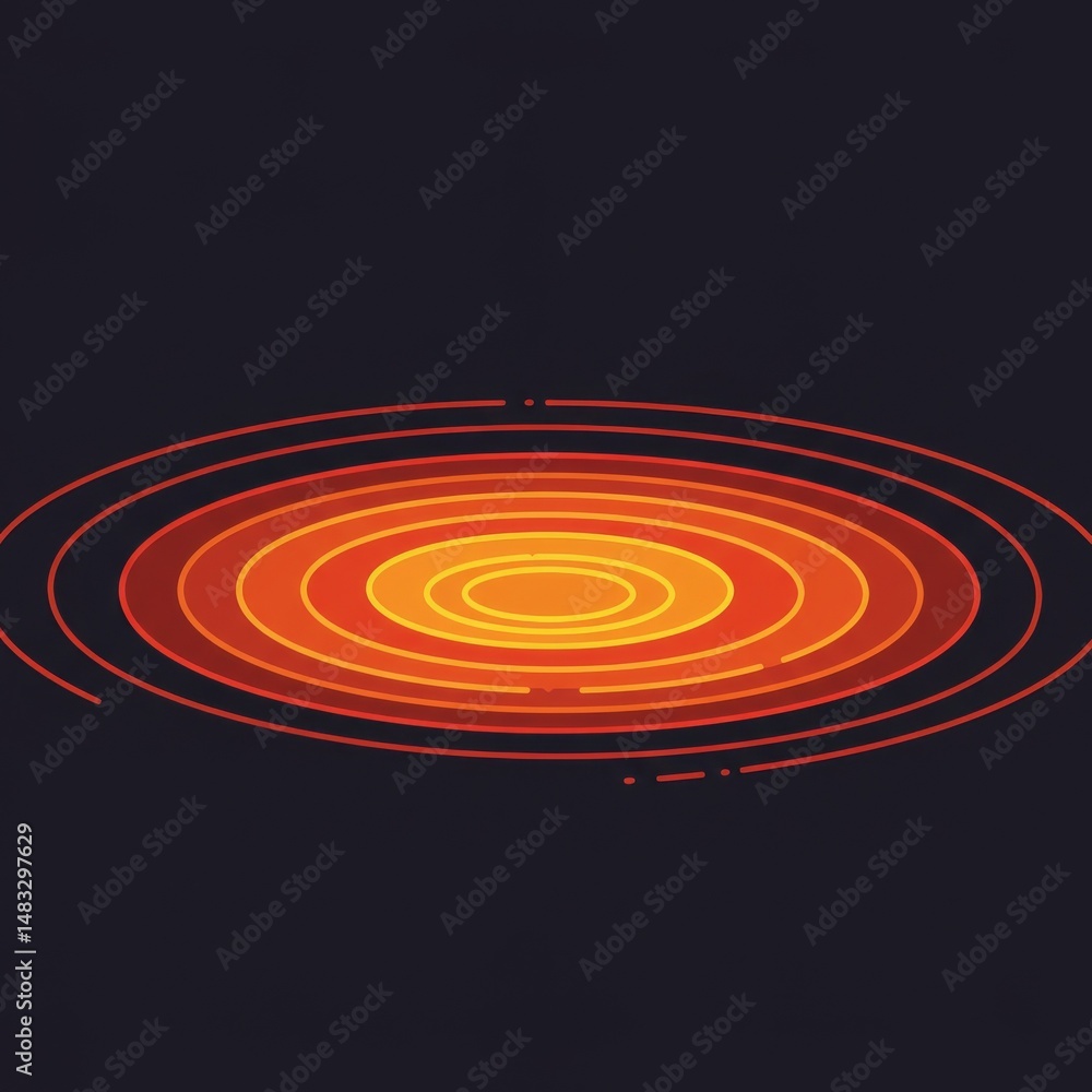 Fototapeta premium Abstract Orange and Red Concentric Circles Rippling on Dark Background