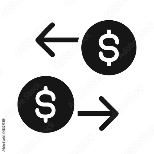 Currency Exchange with Arrows Icon Representing International Money Conversion and Forex Trading