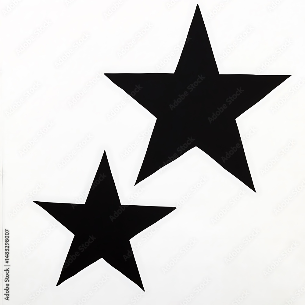Two Black Star Shapes on a White Background, Symbolizing Achievement, Guidance, and a Positive Message of Success and Inspiration. Two Black Star Shapes on a White Background, Symbolizing Achievement, Guidance, and a Positive Message of Success and Inspiration.